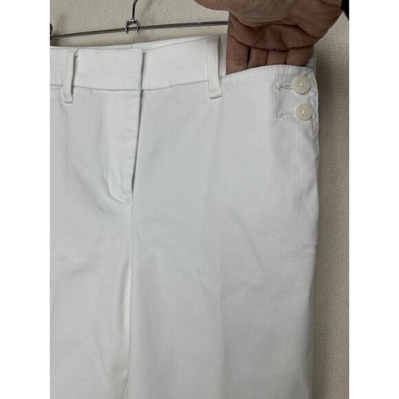 Talbots White Cotton Blend Stretch Pants Button Front Pocket Design Size 4 EUC - Picture 4 of 14